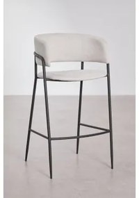 Verpakking Van 2 Nalon Gestoffeerde Hoge Krukken ↑75 Cm & Zwart & Stof Gebroken Wit - Sklum