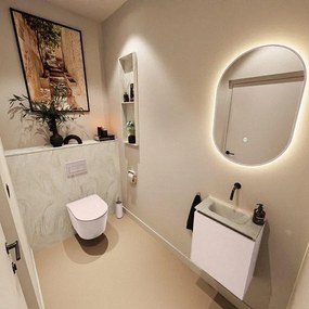 MONDIAZ TURE-DLUX 40cm toiletmeubel Rosee. EDEN wastafel Ostra positie midden. Zonder kraangat. TUREDX40ROSM0OST