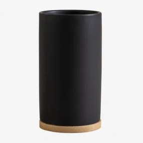 Elvan Keramische En Bamboe Tandenborstelhouder Zwart - Sklum