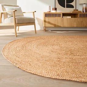 Ovalen vloerkleed in jute, Aftas