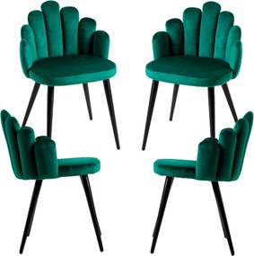 Set 4 Hand Fluwelen Stoelen Zwarte Poten