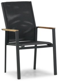 Tuinstoel stapelbaar Aluminium Grijs-antraciet Presto Ricadi met teak arm