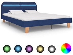 vidaXL Bedframe met LED stof blauw 180x200 cm