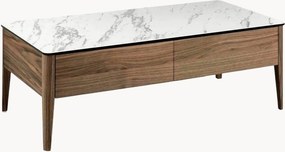 Houten salontafel Vesuvio met lades en marmerlook tafelblad
