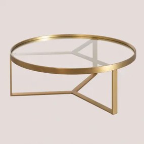 Ronde Salontafel Ø90 Cm Van Glas En Staal Amelia Mat Goud - Sklum