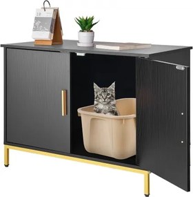 VEVOR Kattenkast, 700x450x545 mm, Kattenbak met metalen poten en handvat, Kattenbakkast, Kattenhuis geschikt voor de meeste kattenbakken, voor slaapkamer en woonkamer, Zwart