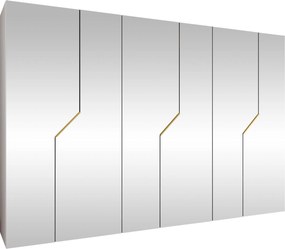 Kledingkast Hartford 602, Wit, Gouden, 202x300x52cm, 203.5 kg, Kledingkast deuren: Met scharnieren