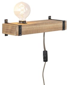 Industriële wandlamp hout USB - Reena Industriele / Industrie / Industrial E27 Binnenverlichting Lamp