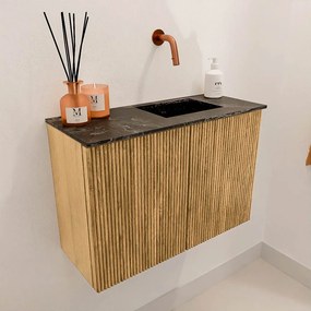 Mondiaz Joya DLux 60cm toiletmeubel oak met wastafel faye rechts zonder kraangat lava