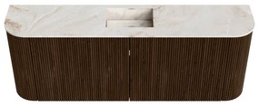 Mondiaz Joya DLux 115cm toiletmeubel ronding links/rechts walnut met wastafel faye midden zonder kraangat frappe