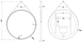 Mueller ronde spiegel met LED-verlichting en spiegelverwarming 80cm zwart mat