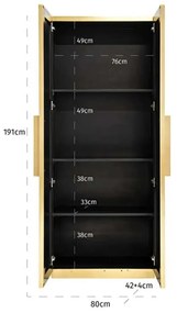 Richmond Interiors Ironville Hoge Kast Messing Met Ribbels - 80x42x191cm.