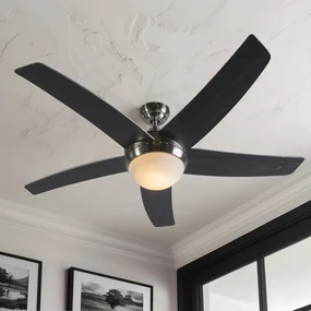 Plafondventilator staal met afstandsbediening - Cool 52 Design, Modern E14 rond Binnenverlichting Lamp