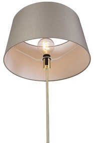 Vloerlamp goud/messing met linnen kap taupe 45 cm - Parte Landelijk / Rustiek E27 cilinder / rond rond Binnenverlichting Lamp