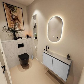 MONDIAZ TURE-DLUX 80cm toiletmeubel Plata. EDEN wastafel Opalo positie links. Met 1 kraangat. TUREDX80PLAL1OPA