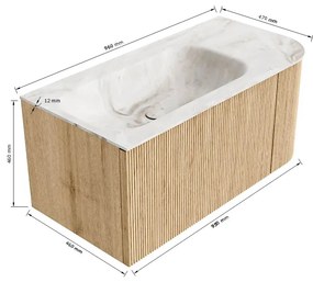 Mondiaz Kurve-dlux 95cm badmeubel ronding rechts shadow met 1 lade en deur en wastafel big small links zonder kraangat glace