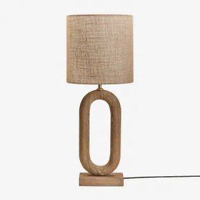 Tiberia Mangohouten Tafellamp Mangohout & Beige Linnen Ø30 Cm - ↑30 Cm Arlina - Sklum