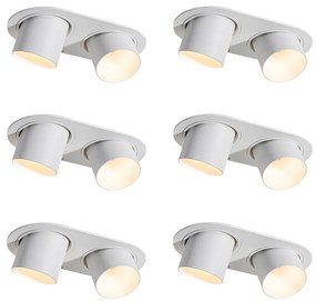 Set van 6 inbouwspots wit GU10 50mm 2-lichts - Installa