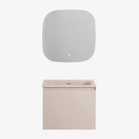 Macrae Zwevend Houten Badkamermeubelset Met Geïntegreerde Wastafel Beige – Linnen & Vierkant Led En Anticondens 75x75 Cm Riben & - Sklum