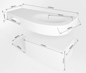 Mondiaz Riva badmeubel 100cm Smoke met 1 lade en wastafel rechts 0 kraangaten Army