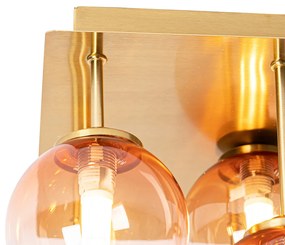 Art Deco plafondlamp goud met roze glas 9-lichts - Athens Art Deco G9 vierkant Binnenverlichting Lamp