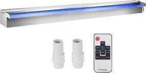 VEVOR Zwembad Waterval Overloopgoot 120 x 11,5 x 8 cm RVS Zwembad Waterval Fontein met Kleurrijke LED-strip Slangaansluiting Afstandsbediening, Corrosiebestendig voor Vijver Tuin Zwembad