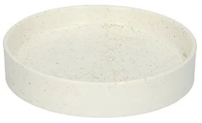 Kaarsschotel, keramiek, mat wit gespikkeld,Ø 10,8 cm