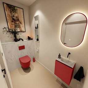 Mondiaz Ture DLux toiletmeubel 40cm fire met wastafel opalo rechts zonder kraangat