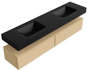 Zaro Alan badmeubel 190cm sand 2 lades met vrijhangende wastafel cloud dubbel 2 kraangaten urban