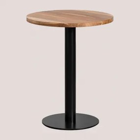 Ronde Barkruk Van Acaciahout Xiren Ø60 Cm & Zwart - Sklum