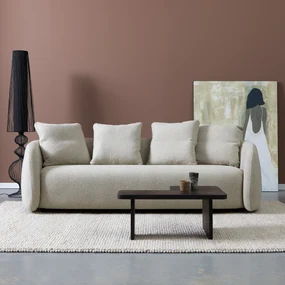 3-zits Bank Beige Met Ronde Leuning