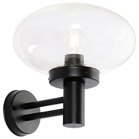 Moderne buiten wandlamp zwart met glas - Elly Modern E27 IP44 Buitenverlichting ovaal