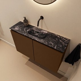 Mondiaz Ture DLux toiletmeubel 80cm rust met wastafel lava midden zonder kraangat