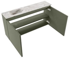 Mondiaz Ture DLux toiletmeubel 100cm army met wastafel glace links met kraangat