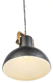 Industriele hanglamp donkergrijs met mango hout - Mangoes