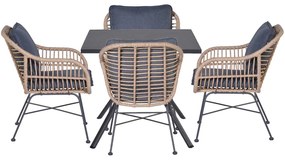 Garden Impressions Lucas tuinset 5-delig bruin - Rimini tuintafel 80x80 cm