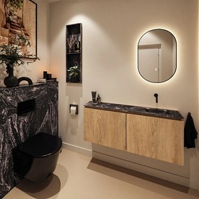 Mondiaz Ture DLux toiletmeubel 120cm washed oak met wastafel lava rechts zonder kraangat