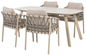 Taste by 4 Seasons Piacenza tuinset latte met Manolo tafel met geprint keramisch blad 180 cm Tuinset   beige weerbestendig