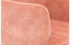 Goossens Eetkamerstoel Rob roze velvet stof met armleuning, urban industrieel