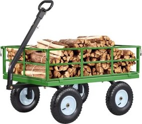 VEVOR-wagen 110x75x67 cm, transportwagen, tuinwagen, gereedschapswagen, 2-in-1 handwagen, met all-terrain banden, afneembare zijpanelen van gaas en 180° draaibare handgreep, groen/zwart
