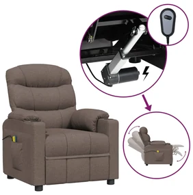 vidaXL Massagestoel elektrisch stof taupe