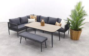 GI Teramon lounge dining set met bank - Carbon Black - 6-delig