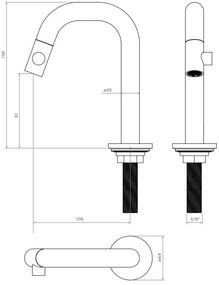 Clou Kaldur fonteinkraan rechts messing geborsteld PVD