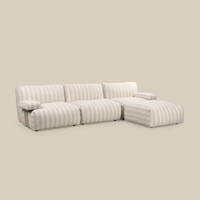 Modulaire Bank Met Hocker Strepen Beige Wit