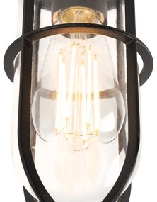 Landelijke buitenplafondlamp zwart met glas IP44 - Elza