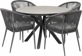 Lissabon Samantha dining tuinset 120xH75cm antraciet