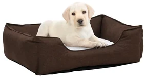 vidaXL Hondenmand linnen-look 110,5x80,5x26 cm fleece bruin en wit