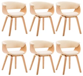 vidaXL Eetkamerstoelen 6 st gebogen hout en kunstleer crème