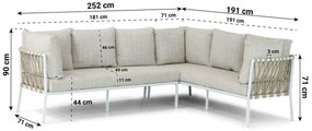 Dining Loungeset 7 personen Aluminium/rope Wit  Lifestyle Garden Furniture Boretti