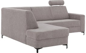 Goossens Basic Hoekbank Helsinki Incl. Hoofdsteun bruin, stof, 2-zits, modern design met ligelement links
